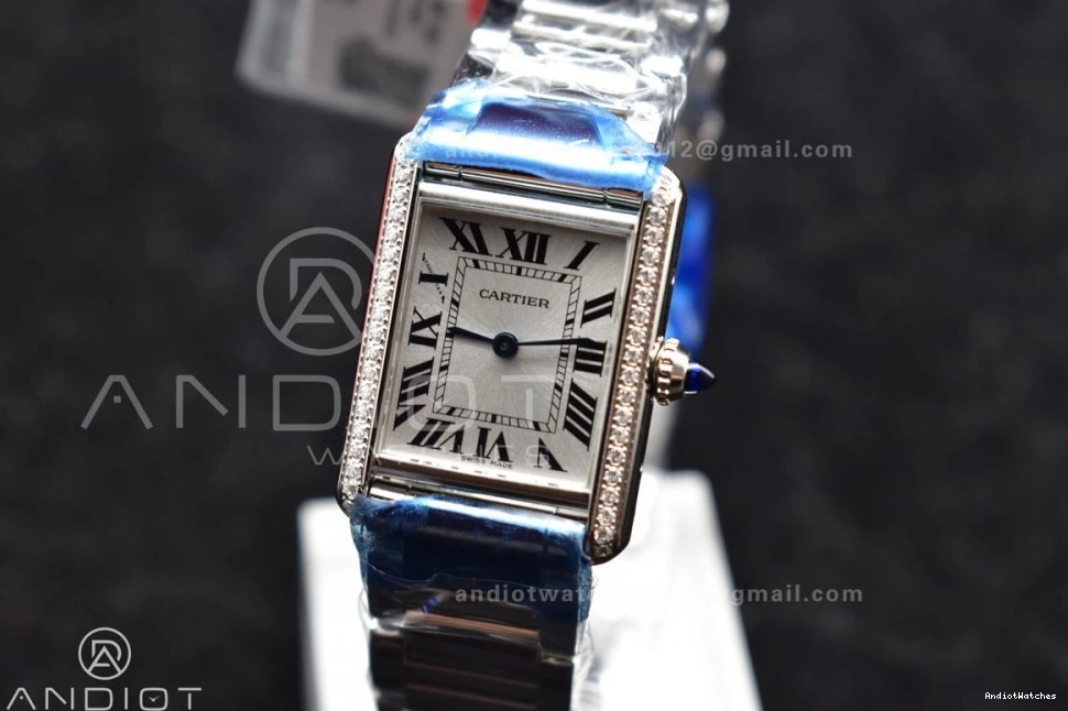 20.3mm ZipUp Ronda K11F On Bezel Bracelet Dial White Diamond Quartz With 1190 SS Tank SS Solo 1001